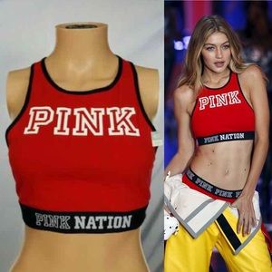THE Gigi Hadid Red VS Pink Fashion show Sports Bra